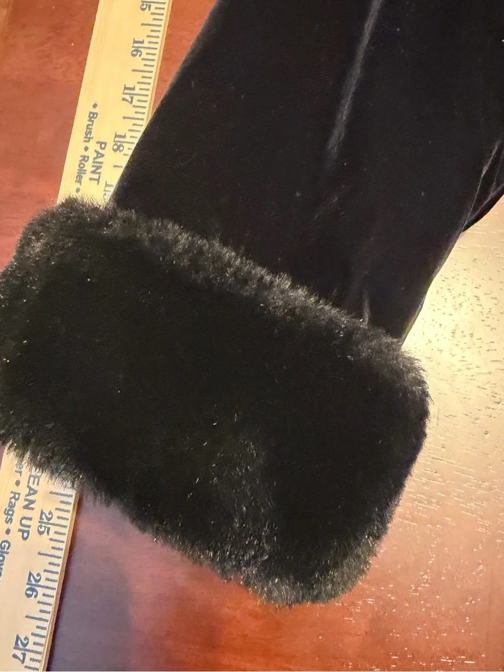 Gallery‎ Black Velvet Hooded Puffer Coat with Faux Fur Trim